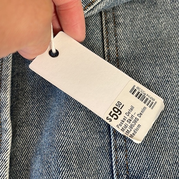 Stitch and Feather Pocket Detail Midi Skirt Medium Denim sz M - Picture 7 of 15